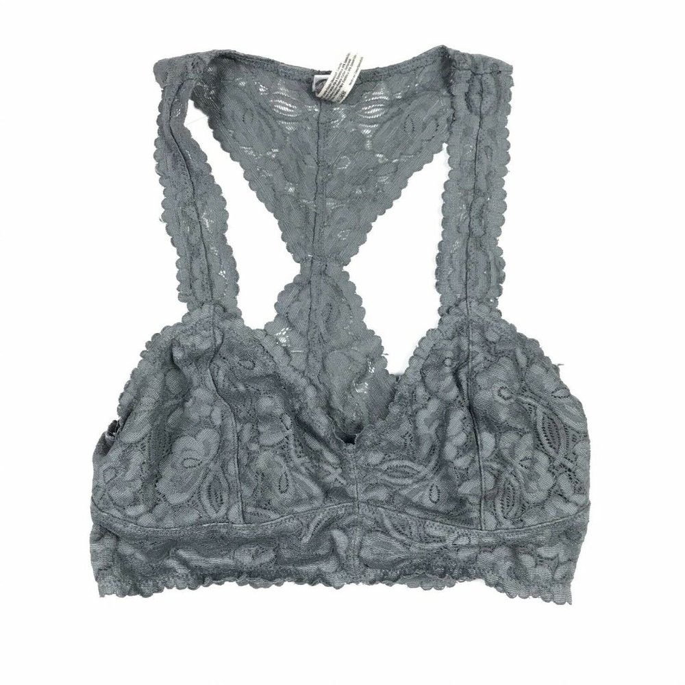 Intimately Free People Women's Gray Galloon Lace Racerback Bralette X-Small XS
